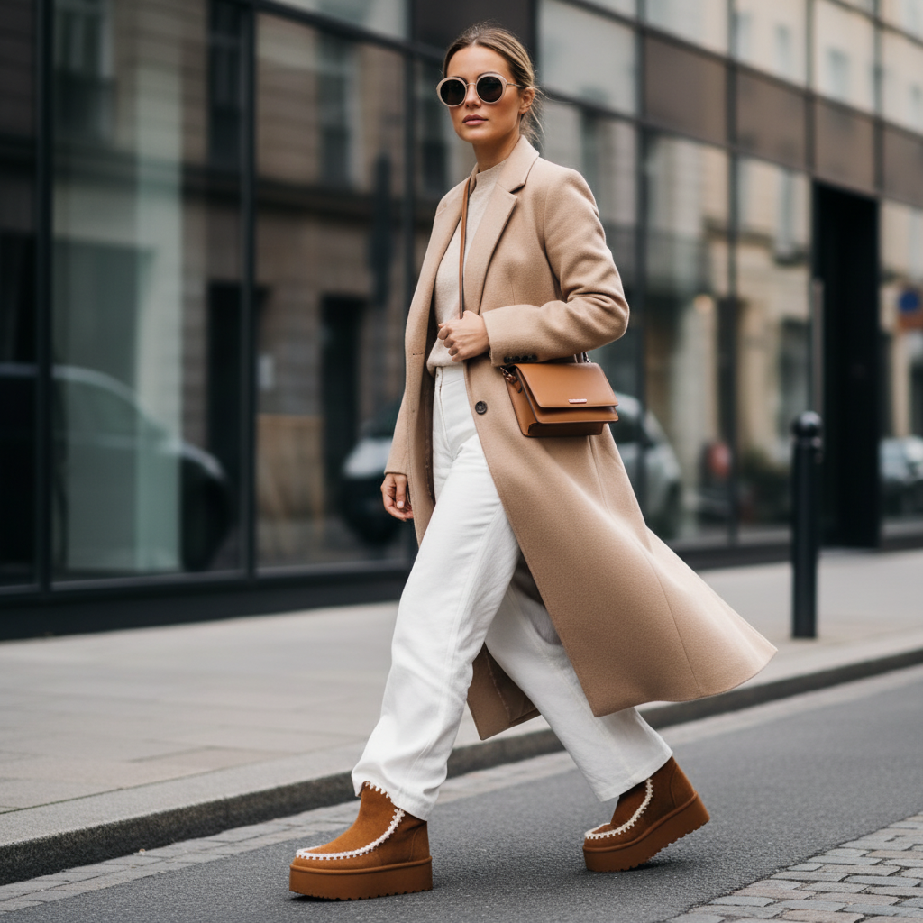 Botas camel - Calle look blanco