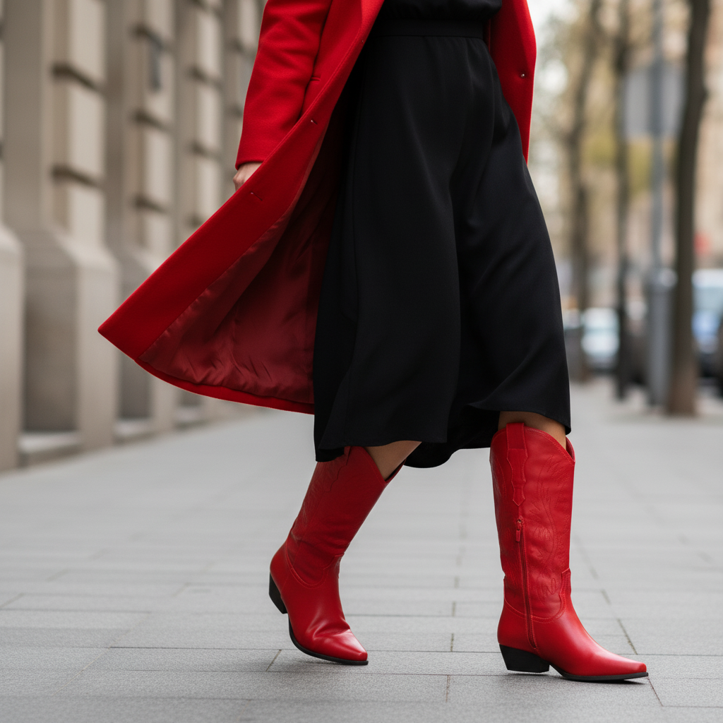 Botas rojas - Tres cuartos calle