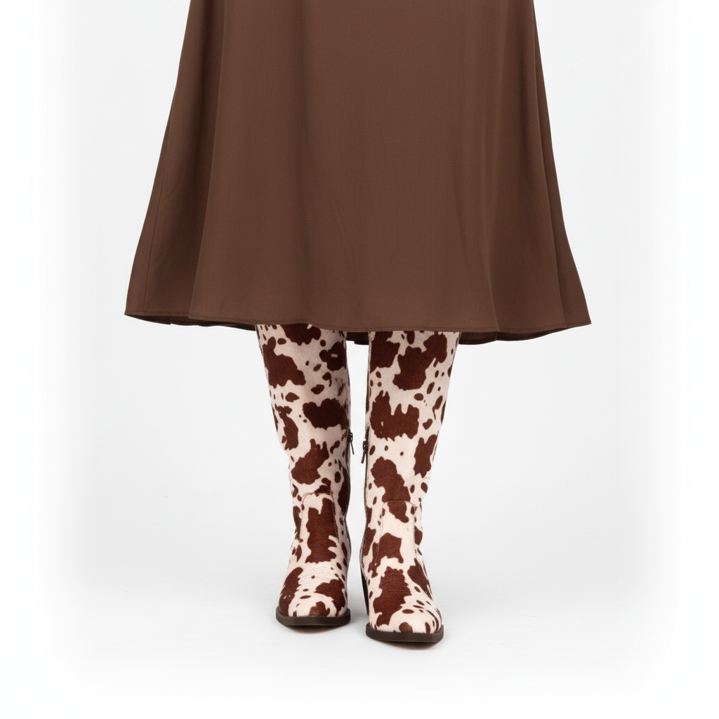 Botas vaca marrón - Vista frontal falda