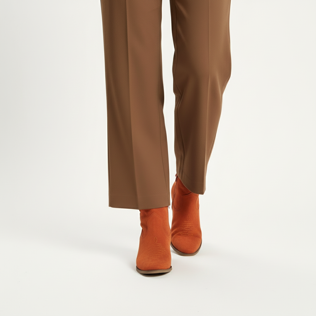 Botines naranjas - Vista frontal marrones