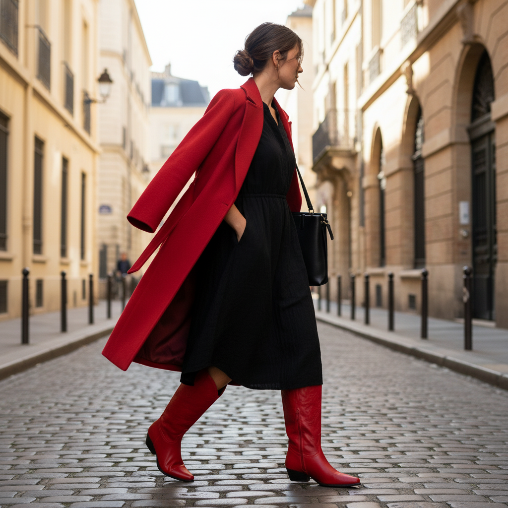 Botas rojas - Vista lateral calle