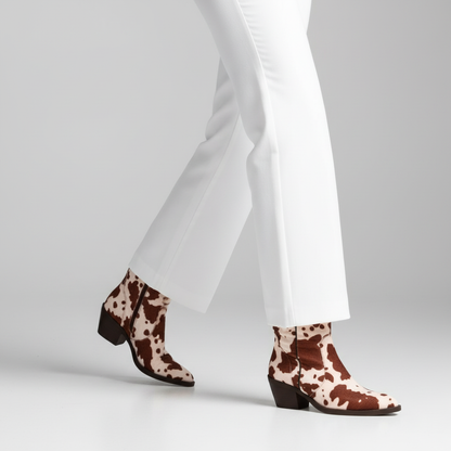 Botas vaca marrón - Tres cuartos blancos