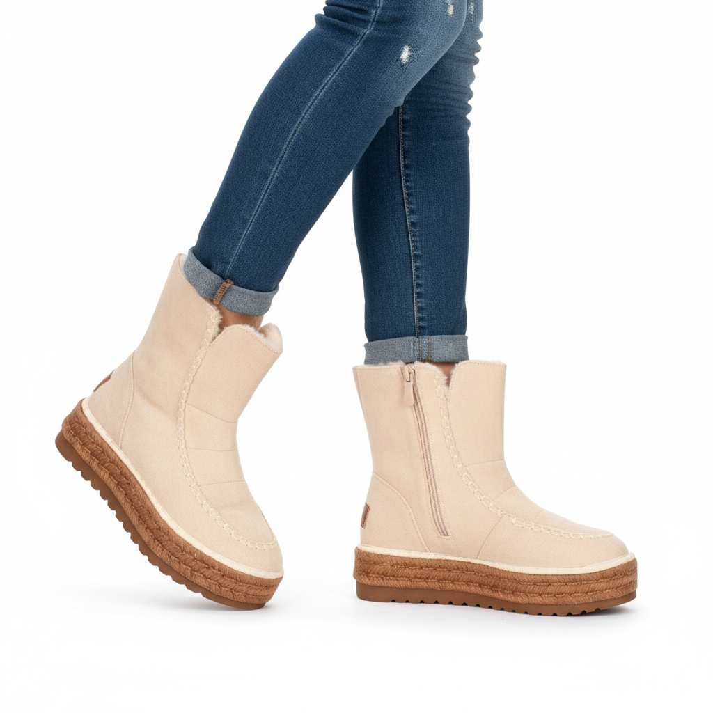 Botines beige - Tres cuartos denim oscuro