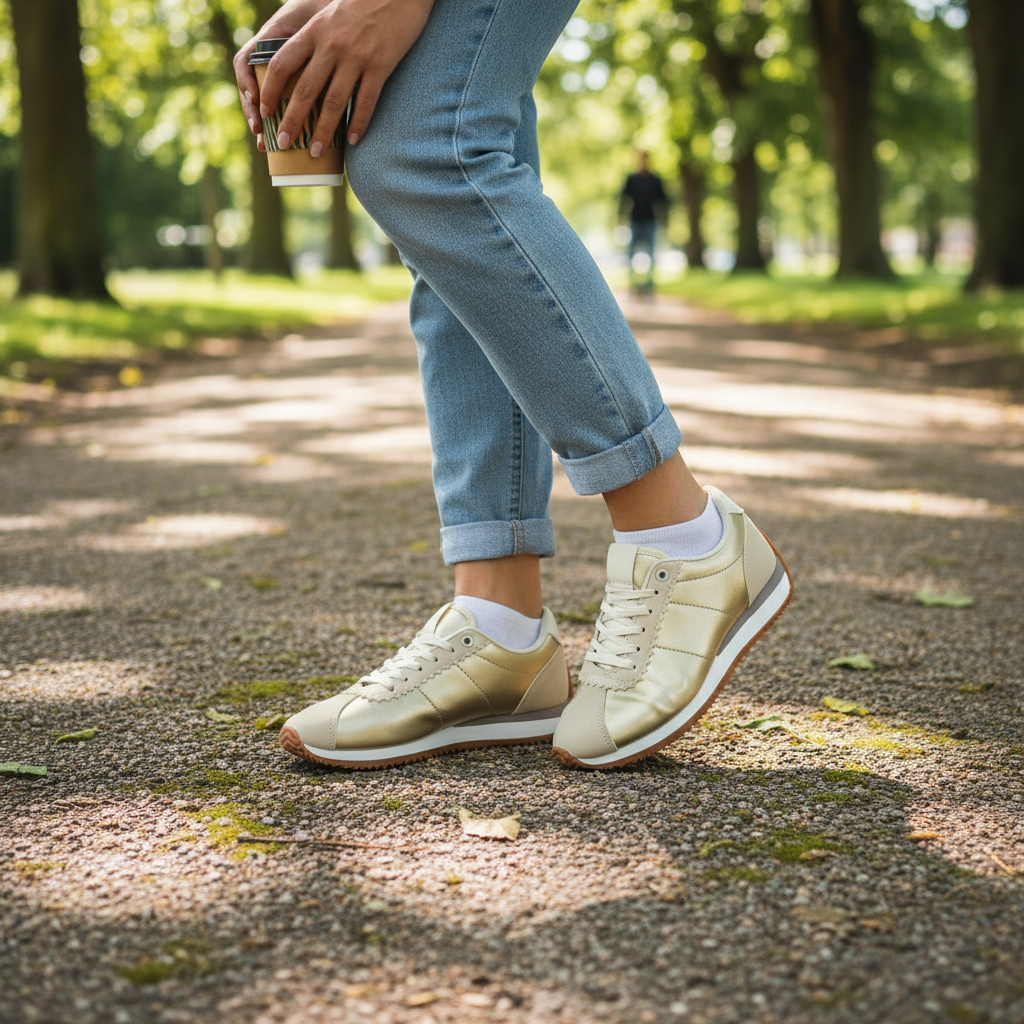 Sneakers Oro - Primer plano bajo