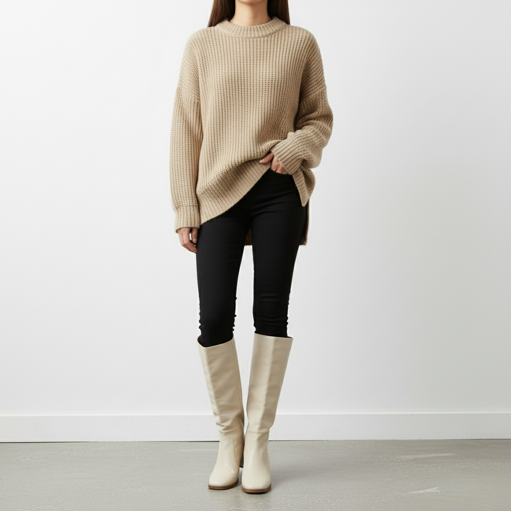 Vista frontal botas beige